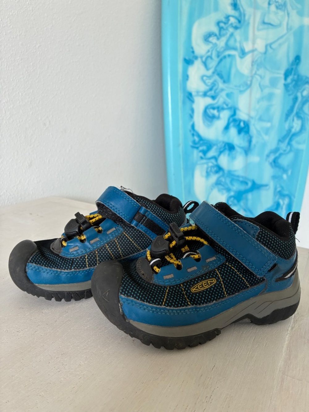 Keen Kids Blue and Black Hiking shoes  with Yellow Accents